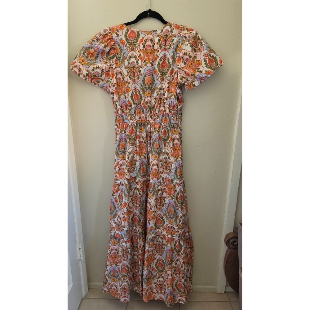Anthropologie Somerset Maxi Dress XS Paisley Floral Cotton Smocked Boho